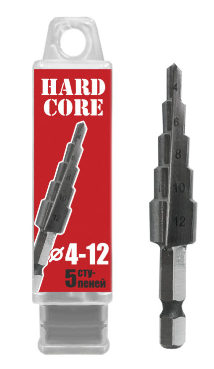 Сверло по металлу шаговое 4-12 мм (5 ступ.) "Hardcore"