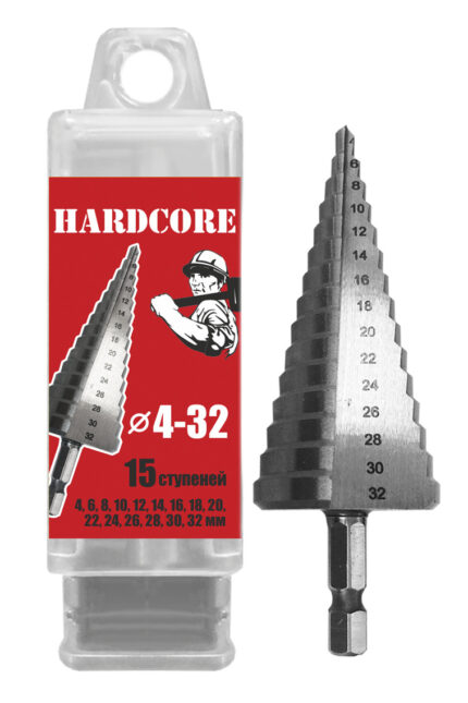 Сверло по металлу шаговое 4-32 мм (15 ступ.) "Hardcore"