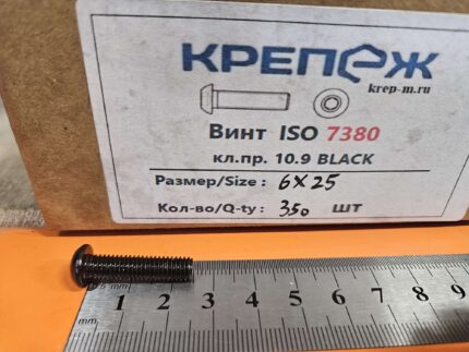 Винт 6 х 25 п/кр. полн. резьба ISO 7380 кл.пр. 10.9 (200)