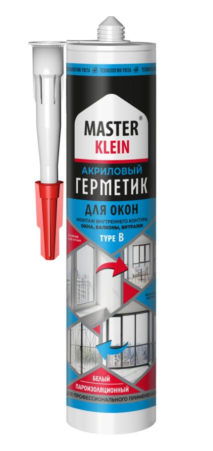 Герметик акриловый для окон MASTER KLEIN Type B пароизол (для внутреннего контура), белый 280мл (12)
